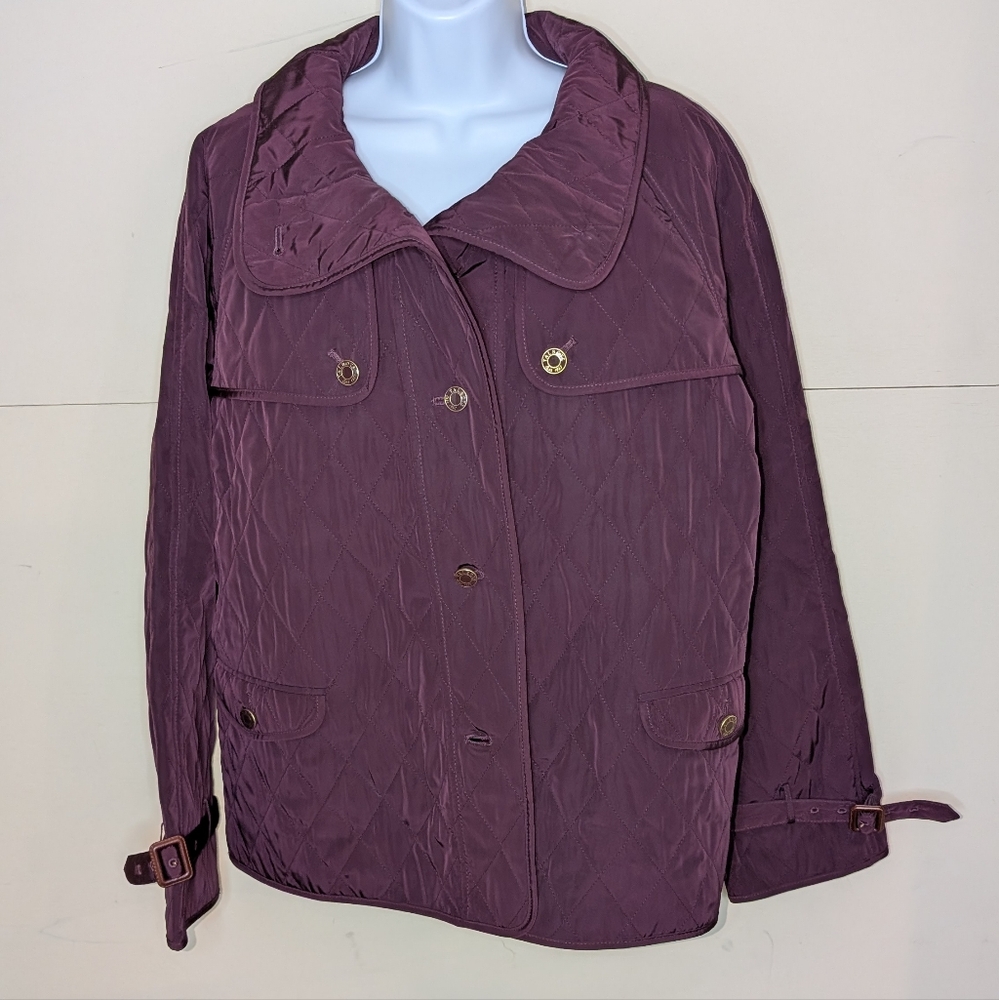 NWT Talbots Quilted Field Jacket in Deep Maroon
